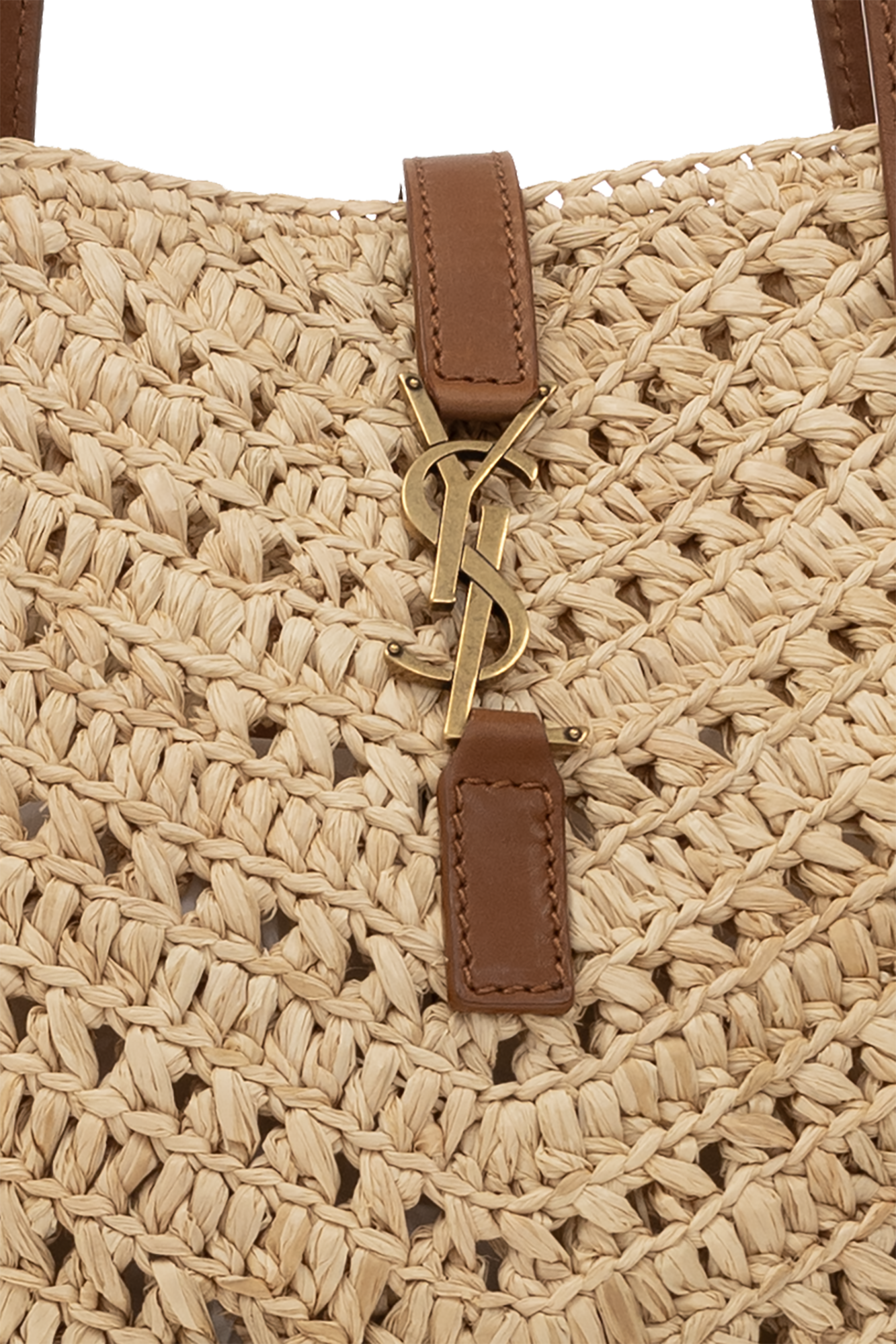 トートバッグ SAINT LAURENT CAPPUCCINO CANVAS PANIER SHOPPING BAG Yves Saint Laurent Beige/Black Canvas and Leather Teddy